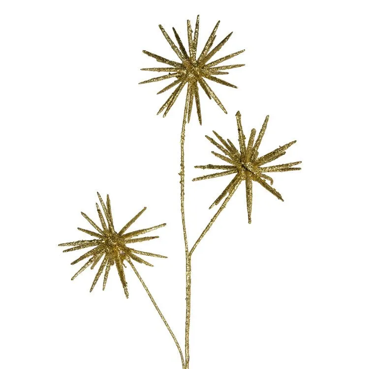 24" Gold Glittered and Shiny Starburst Artificial Christmas Spray