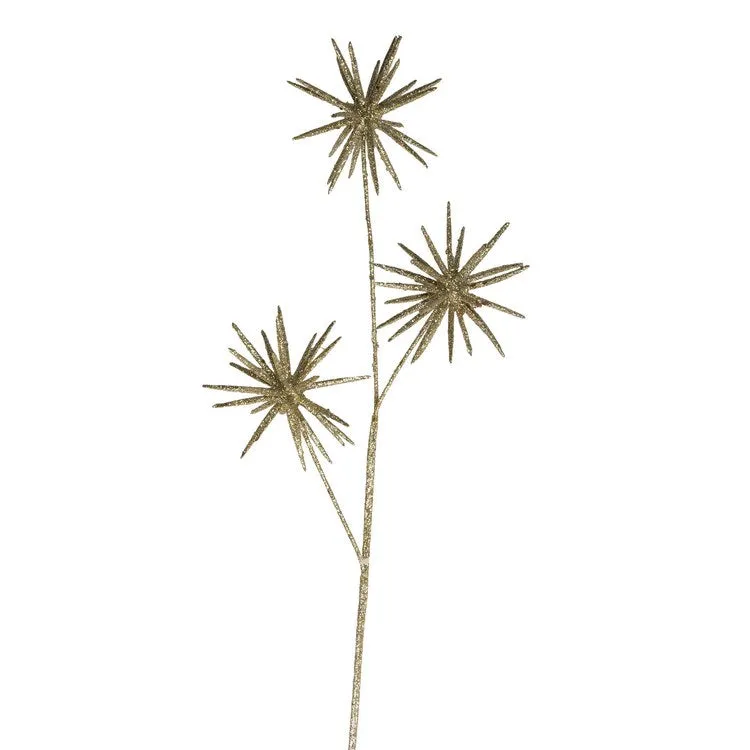 24" Gold Glittered Starburst Artificial Christmas Spray