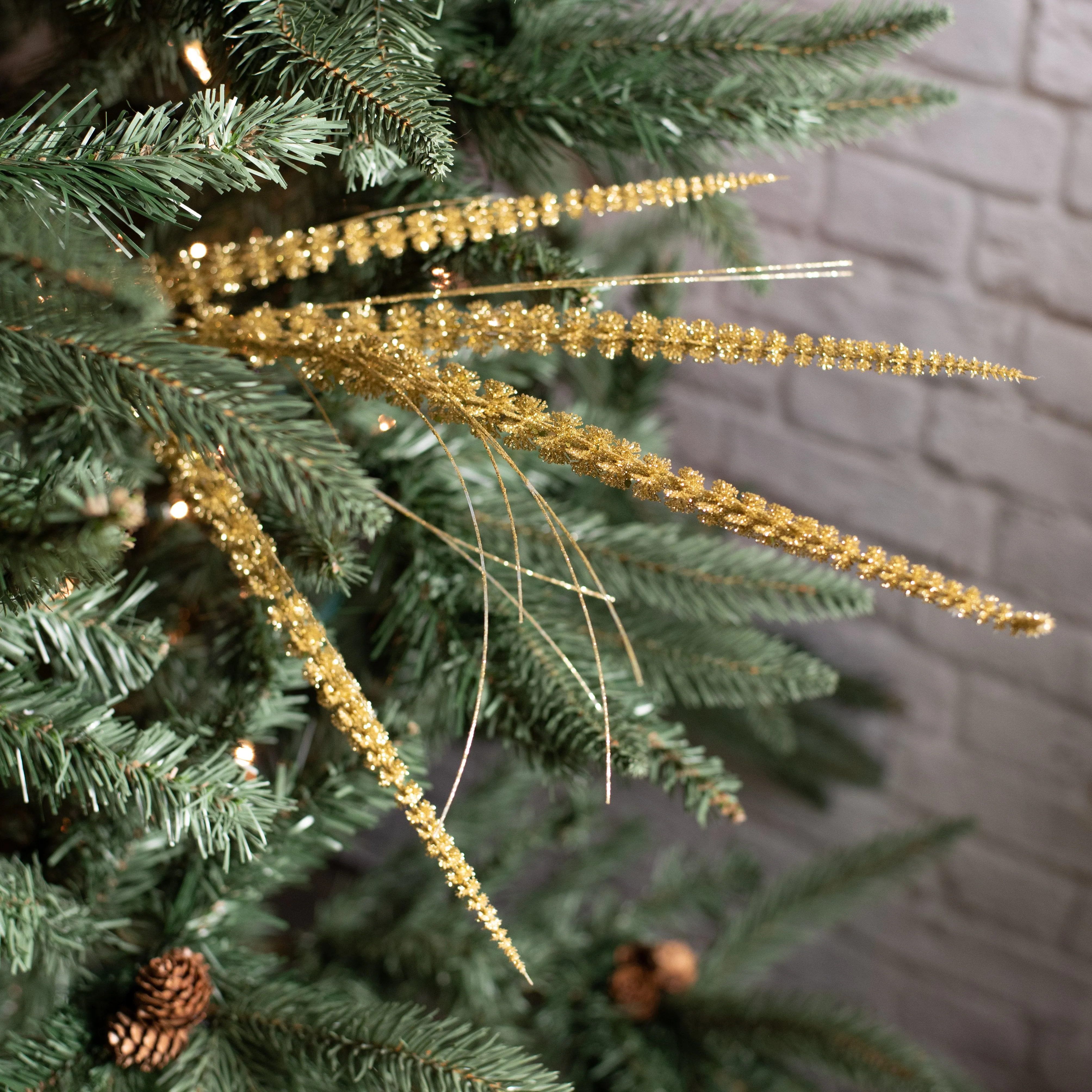 36" Glitter Amaranthus Spray: Gold