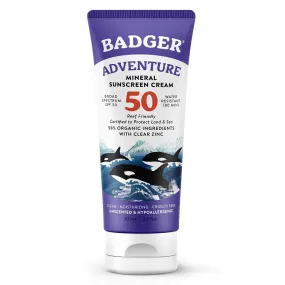 Badger SPF 50 Adventure Sport Mineral Sunscreen Cream 2.9 oz Cream