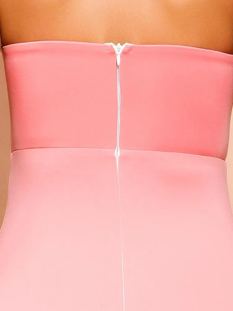 Elegant Pink Rose Fishtail Dress