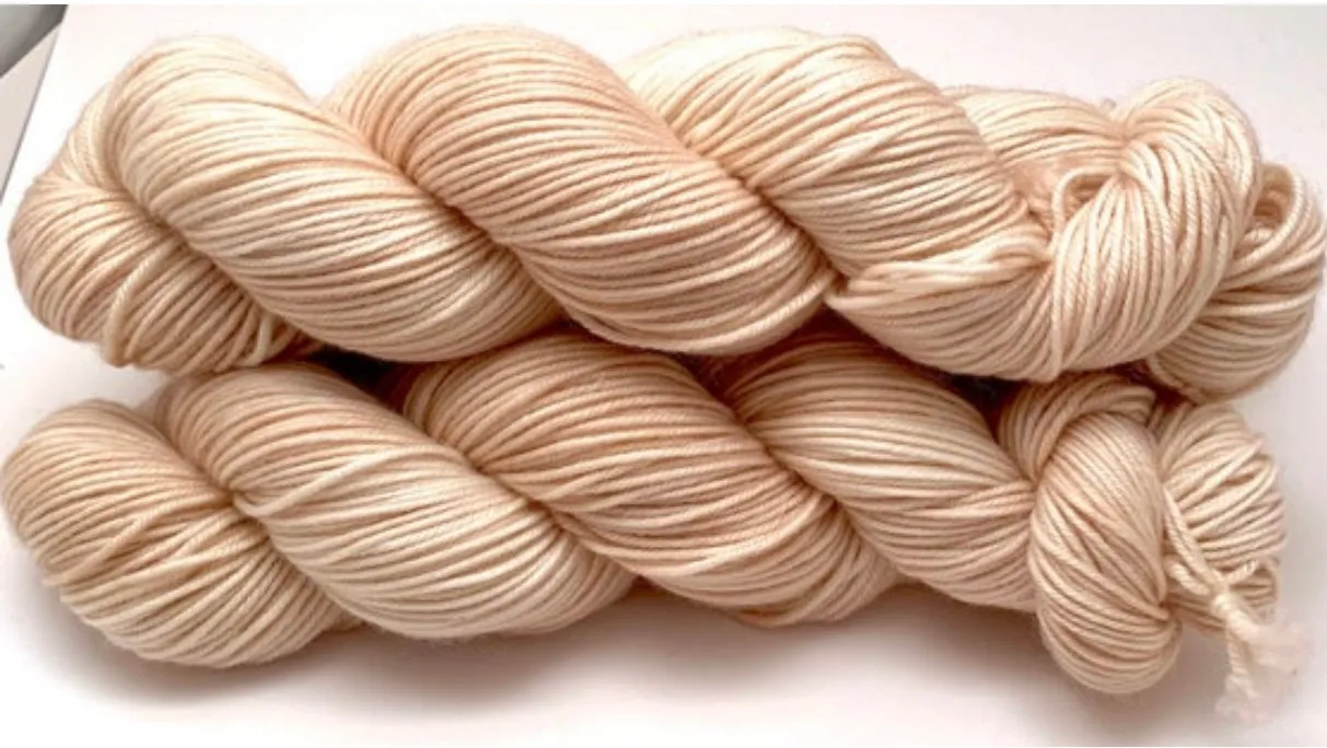 Hand Dyed Yarn "Nanny’s Linen" Tan Ecru Ivory Blush Beige Pale Bluefaced Leicester BFL Fingering Superwash 438yds 100g