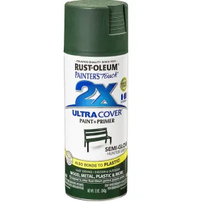 Rust-Oleum Painter's Touch 2X Ultra Cover Semi-Gloss Hunter Green Paint Primer Spray Paint 12 oz
