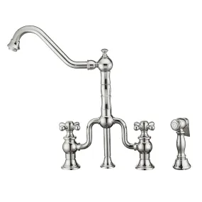 Whitehaus WHTTSCR3-9771-NT-C Twisthaus Plus Bridge Faucet with Swivel Spout and Side Spray