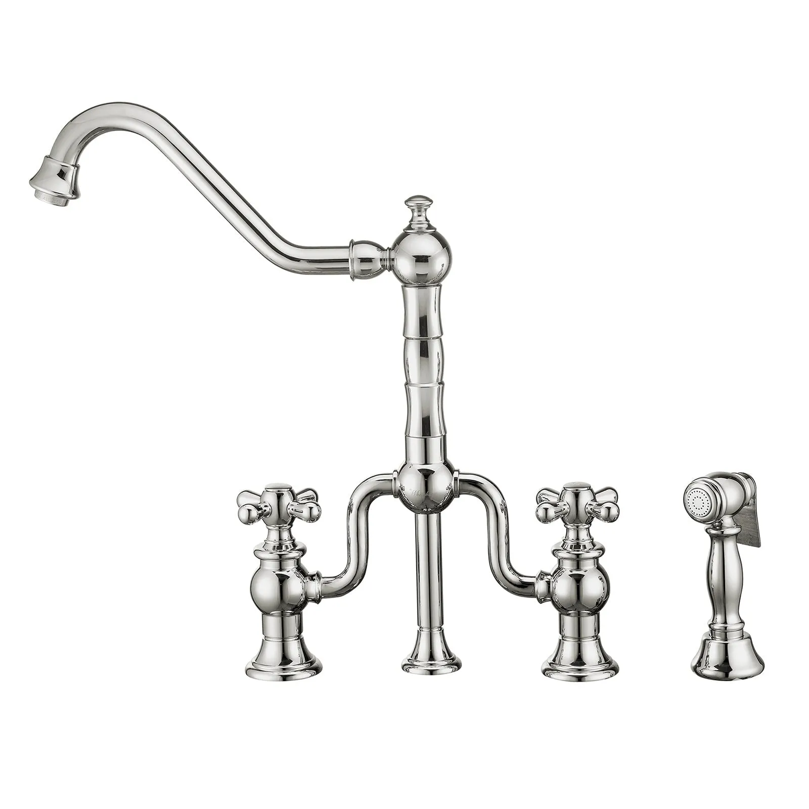 Whitehaus WHTTSCR3-9771-NT-C Twisthaus Plus Bridge Faucet with Swivel Spout and Side Spray